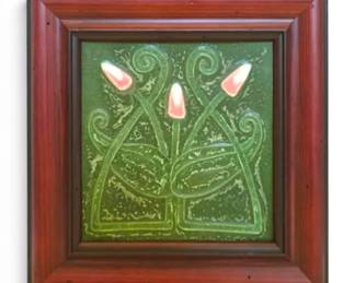 Vintage 9 X 9 Framed Ceramic Floral Tile Trivet