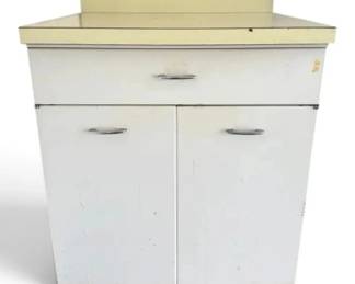 Vintage MidCentury Metal Cabinet w Yellow Laminate Top