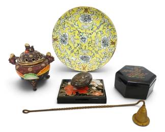 1950s Japanese Satsuma Incense Burner, Brass Candle Snuffer  More
