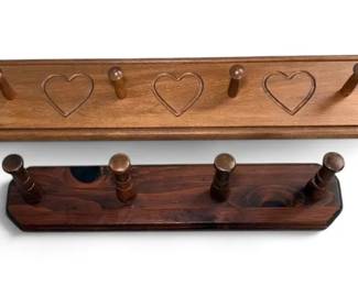 Longaberger Wood Heart Peg Rack  Dark Brown Wood Peg Rack