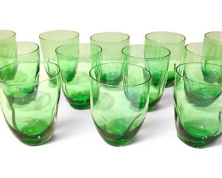 Russel Wright Imperial MCM Pinched Green Tumbler Glasses