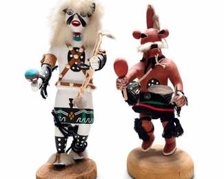 H. Polacca White Buffalo and Sam Lewis Mudhead Kachina Dolls, Signed