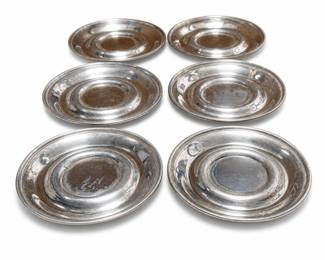 Webster Company Sterling Silver Demitasse Saucers, Set of Six, 100.88 Grams