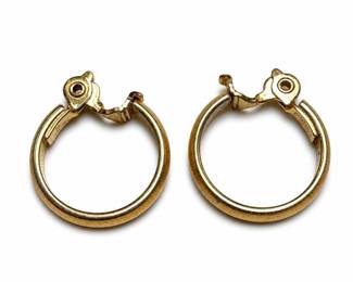Monet Brushed Gold-Tone Clip-On Hoop Earrings, Signed