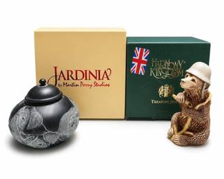 Harmony Kingdom Trouble Bruin Version 2 and Jardinia Men in Black Pug Pot