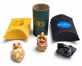 Harmony Kingdom Garden Prince Frog, Adam Binder Chick and Elephant Palm Charms