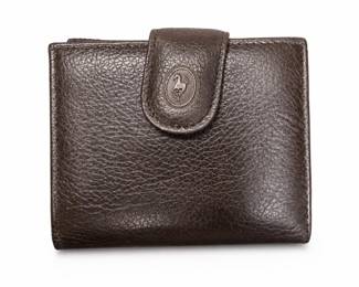 Brown Soft Nappa Leather Snap-Tab Wallet with Rearing Horse Emblem