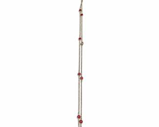 Gold-Tone Station Necklace with Eight Bezel-Set Red Stones