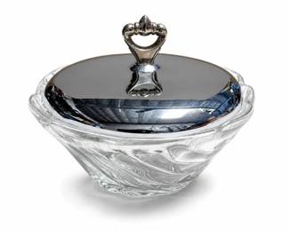 Kromex Buffeteria Swirl Glass Center Bowl with Chrome Lid