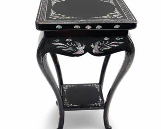 Korean Najeon Mother-of-Pearl Lacquer Stand with Phoenixes, Gift Inscription