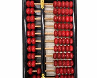 Lotus-Flower Brand Abacus, 11 Rods, 77 Red Beads, Brass Fittings