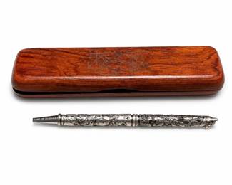 Harmony Kingdom Tabby Totem Pewter Pen, Numbered 9,045 of 10,000, Wood Case