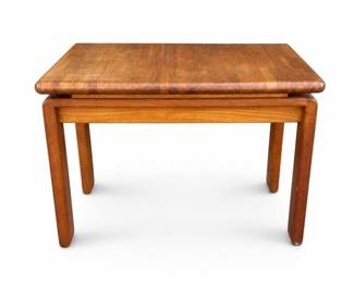 D-Scan Solid Teak End Table with Floating Butcher Block Top