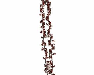 Red Bead and Brass-Tone Disc Dangle Chain Necklace