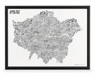 Alison Hardcastle x Snowhome Word Map of London Lithograph, Framed