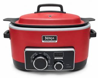 Ninja 3-in-1 Cooking System in Red with Roasting Rack, Pan and Roast Lifters