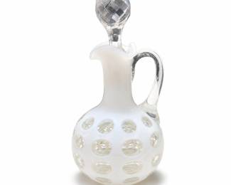 Fenton French Opalescent Coin Dot Cruet with Faceted Stopper