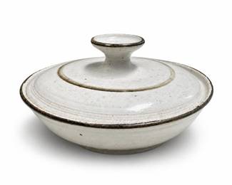 Signed Studio Pottery Stoneware Covered Casserole, Speckled Glaze