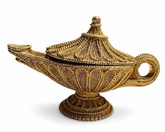 Florenza Gold-Tone Aladdin Genie Lamp Trinket Box and Tweezers