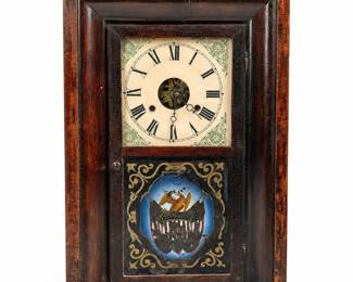 Seth Thomas Ogee Weight-Driven Shelf Clock with Eagle Tablet, Thomaston Label