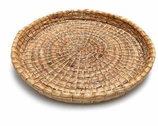 Handwoven Coiled Natural Fiber Round Tray