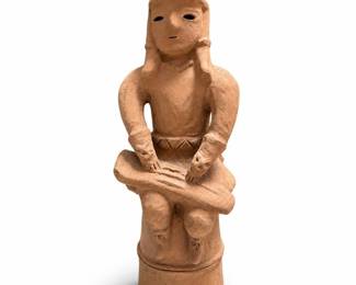 Honbu Haniwa Seisakusho Terracotta Haniwa of a Man Playing the Koto, Miyazaki