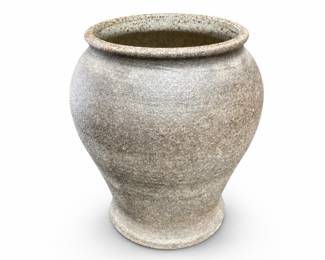 Wheel-Thrown Stoneware Baluster Vase, Speckled Brown with Glazed Interior