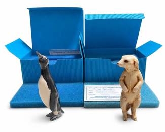 Adam Binder Lookout Series Mr. Meerkat and Mr. Penguin Figurines with COAs