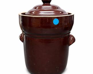 Brown-Glazed Stoneware Water-Seal Fermentation Crock with Lid