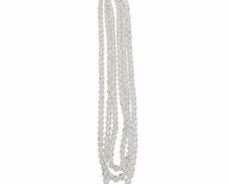 Three-Strand Clear Faceted Bead Necklace with Sterling Silver Clasp