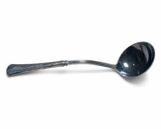 Sterling Silver Handle Gravy Ladle with Reeded Shank and Ringed Collar