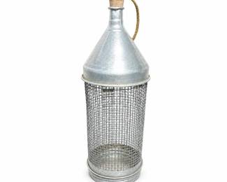 Vintage Wire Mesh Cricket Cage with Funnel Top and Cork Stopper