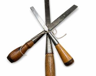 Three Socket Chisels with Wood Handles, Assorted Widths