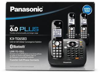 Panasonic KX-TG6583T Link-to-Cell Cordless Phone System, 3 Handsets, Boxed