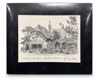 Don Davey Tuck Box Tea Room, Carmel by the Sea Lithograph, © 1978, Matted