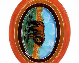 Enesco Julie Ueland Hand-Painted Grizzly Bear Oval Serving Platter