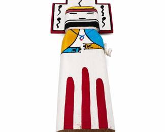 Flat Kachina Cradle Doll with Tadpole Tablita, Carved and Painted Wood