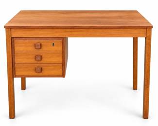 Domino Møbler Danish Mid-Century Teak Desk with Three-Drawer Pedestal