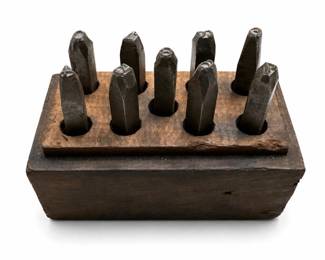 Nine-Piece Steel Number Punch Set in Wood Block