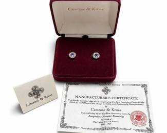 Camrose & Kross Jacqueline Kennedy Blue Cluster Stud Earrings, Box & Certificate