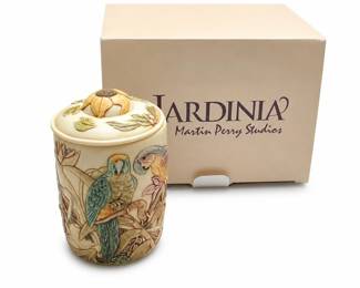 Martin Perry Studios Jardinia "Tail Feathers" Parrot Lidded Jar with Box