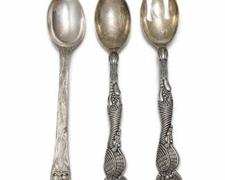Godinger Turkey Silver Plate Serving Set and International Silver Santa Spoon
