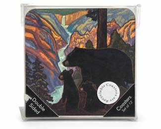 Thirstystone Paul A. Lanquist Black Bear and Cubs Coasters, Set of 12