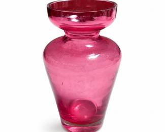 Cranberry Glass Hyacinth Bulb Vase with Cupped Mouth