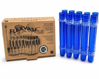 Andy Designs Flex Vase by Andy Skurman, 10 Cobalt Blue Glass Tubes with Box