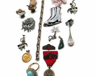 RSROA Skate Dancing Medal and Test Bars, Ice Follies Skates Pin, Jewelry Lot
