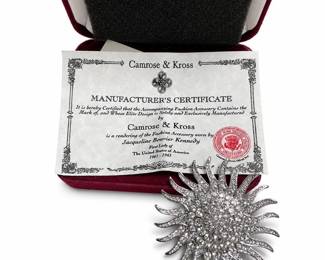 Camrose & Kross JBK Jacqueline Kennedy Sunburst Brooch with Box and Certificate