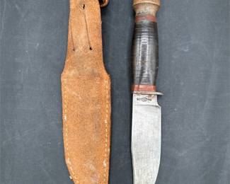 PAL RH-34 Stacked Leather Fixed Blade Knife with PAL Leather Sheath