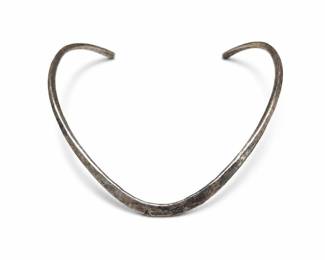 Hammered Sterling Silver V Collar Necklace, 24 Grams