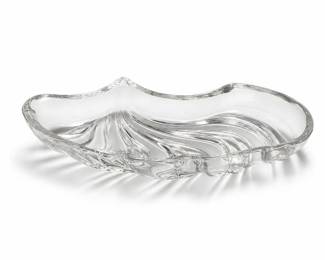 Kromex Lazy Susan Crescent Swirl Glass Relish Insert, Mid-Century
